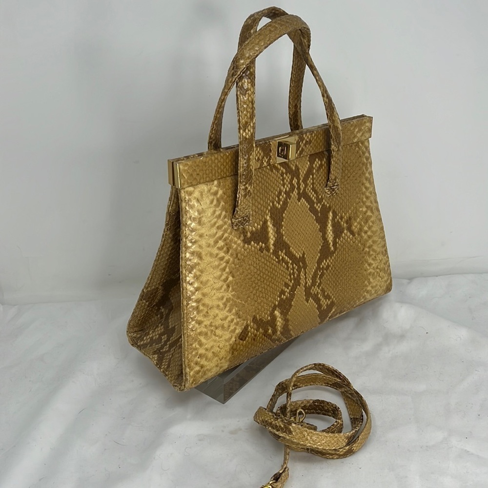 Susan Gail Structured Python Shoulder Hand Bag - image 1